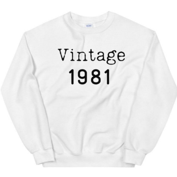 NEW Vintage 1981 41st Birthday Sweatshirt XL White Pullover Unisex Design - Picture 3 of 4